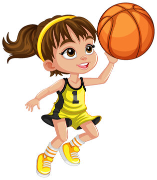 Cute basketball player cartoon character