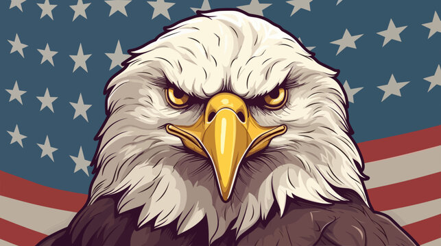 Patriotic Emblem: American Eagle on Flag Background Vector Illustration