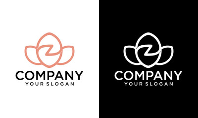 Letter Z lotus logo design. Vector combination of flower and letter