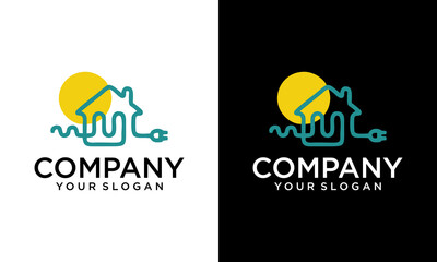 Home electrical installation illustration, new age technology vector logo icon