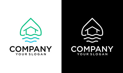 Water drop logo template illustration - Vector. Home Plumbing Water House Logo Design Template