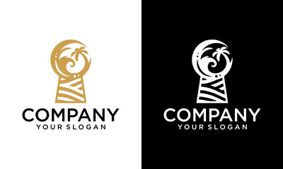 summers logo inspiration, key hole, wave, travel, beach