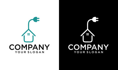 Home electrical installation illustration, new age technology vector logo icon