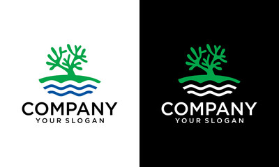 Coral Logo Design Template. Underwater tropical life icon Vector