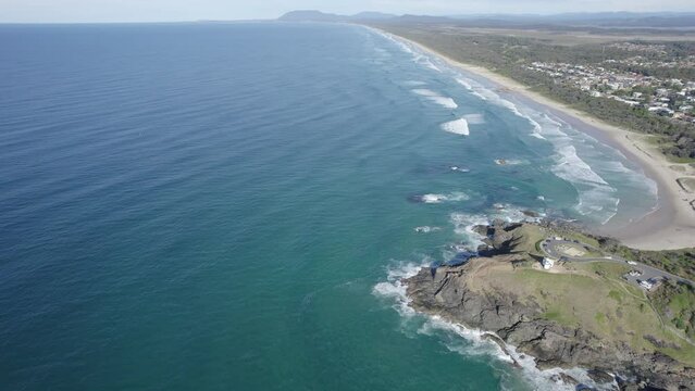 Idyllic Scenery Of Lighthouse Beach In Port Macquarie, Australia - Aerial Drone Shot