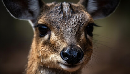 Deer nose and eye in selective focus generated by AI