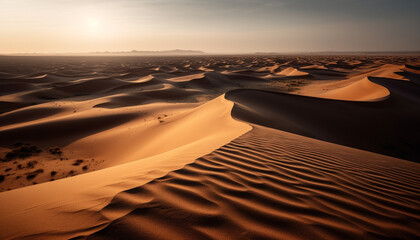 Fototapeta na wymiar Sun over majestic sand dunes in Africa generated by AI