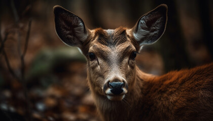 Stag in forest, horned beauty in nature generated by AI