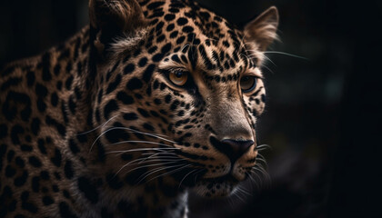 Majestic big cat staring, beauty in nature generated by AI