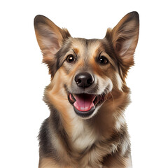 Happy dog, smiling dog on white background for project decoration Publications and websites