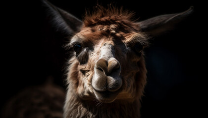 Fototapeta premium Cute alpaca and donkey pose for portrait generated by AI