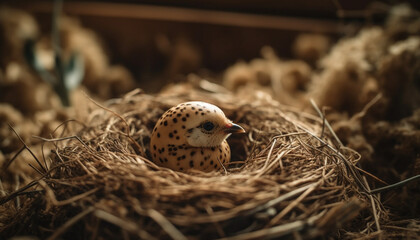 New life hatching, cute baby chicken emerges generated by AI