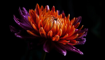 Vibrant petals adorn single dahlia in summer generated by AI