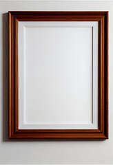 Wood Photo Frame On White Wall Empty Frame Template Graphic Resource AI