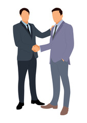 Two Business Men Handshake Flat Illustration