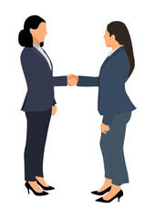 Two Business Women Handshake Flat Illustration