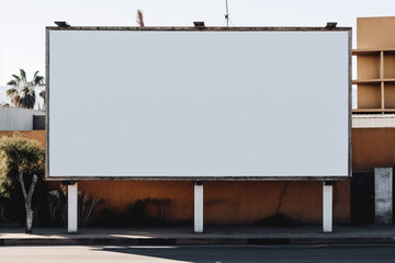 Obraz premium Blank white billboard on a street, advertisement concept illustration, Generative AI