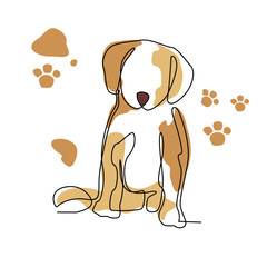 Dog line art designs. continuous line art drawing style for wall decoration, postcard or brochure cover design. Dog Vector Illustration