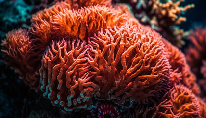 Fototapeta na wymiar Colorful clown fish swim among vibrant coral generated by AI