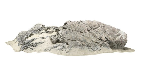 Cutout rough rock on desert sand landscape 3d illustrations png