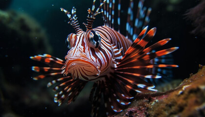 Striped lionfish adds beauty to underwater seascape generated by AI