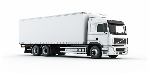 Obraz na płótnie Canvas Container Trucking. Reliable Freight Shipping and Transport. Transportation Industry. Illustration of a White Truck on a White Background
