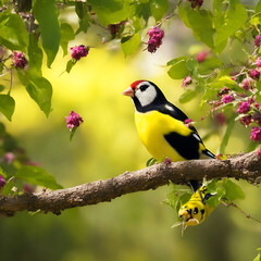 Obraz premium Photo a bird that is sitting on a bird feeder