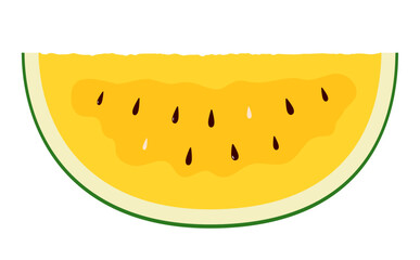 美味しそうで綺麗な黄色いスイカのベクターイラスト素材_夏の果物・食べ物・フルーツ