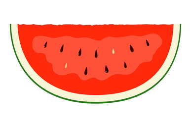 美味しそうで綺麗な赤いスイカのベクターイラスト素材_夏の果物・食べ物・フルーツ