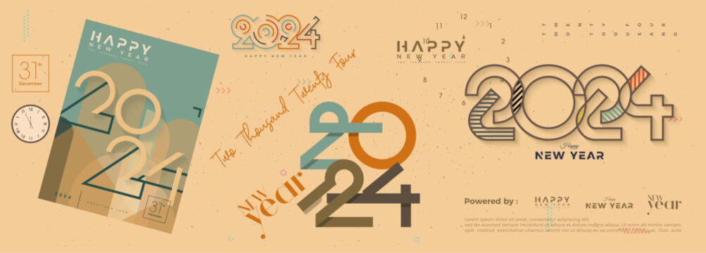 Classic new year banner. With numbers 2024 for celebration of happy new year 2024. Premium classic vector background.