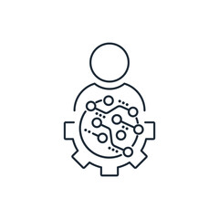 Engineering electronic equipment and maintenance man. Electronic Settings Specialist.Vector linear icon isolated on white background.