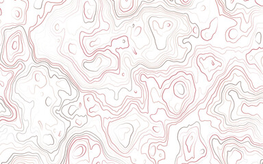 Fototapeta premium The concept of a conditional geography scheme and the terrain path. Pink contour lines on white background