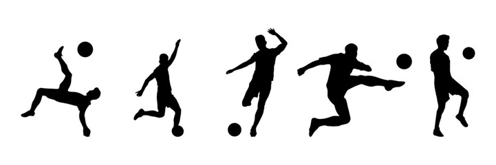 Fototapeta na wymiar Silhouettes of Soccer Players