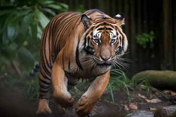 Fototapeta na wymiar a Sumatran tiger running