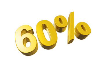 60% off discount offer. 3D illustration isolated on transparent background. Promotional price rate