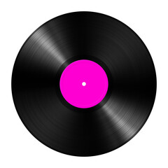 Pink vinyl record isolated on white background