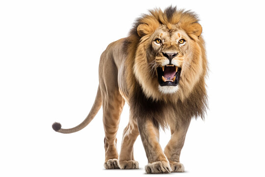 A fierce lion, the jungles regal monarch, roars with power AI Generated  31586259 Stock Photo at Vecteezy