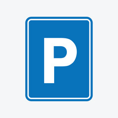 parking sign on blue background