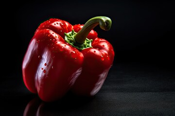Red Paprika On Black Background
