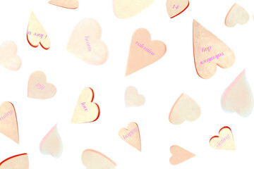 hearts flying whirl in the air for valentines design . valentine's day background on transparent...