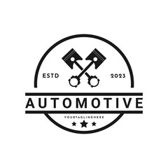 vintage retro automotive double piston logo design idea