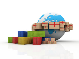 Obraz premium 3d illustration Container export concept 