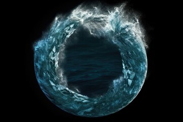 Marine or water theme logo in simple ocean wave circle shape. Generative AI