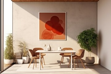 Modern Poster Mockup. Contemporary Interior Design Background. Generative AI