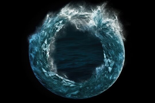 Marine or water theme logo in simple ocean wave circle shape. Generative AI