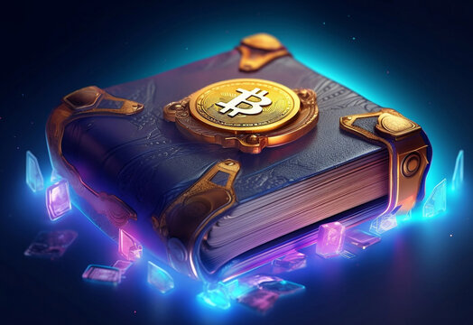 old book wallet bitcoin cryptocurrency concept photo