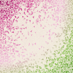 Abstract geometric background. Attractive scattered low poly triangles with colored gradient. Cool vector illustration.