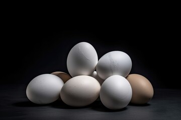 White Eggs On Black Background