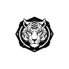 Vector tiger head, face for retro logos, emblems