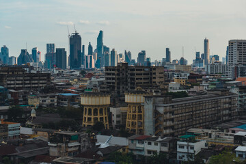 Fototapeta na wymiar View on Bangkok skyline, from the golden mount in Bangkok, Thailand.